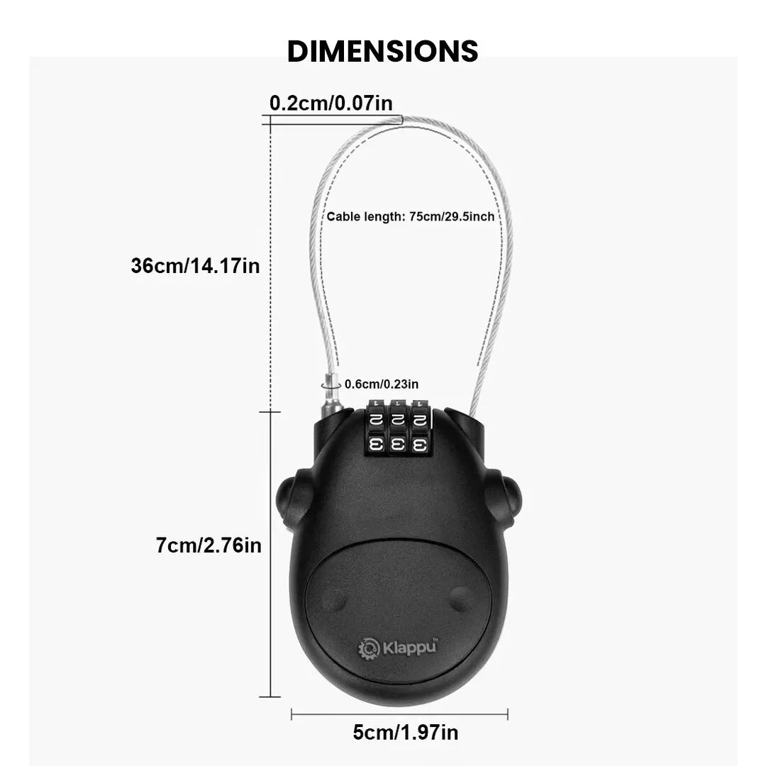 Adjustable Cable Security Combination Lock